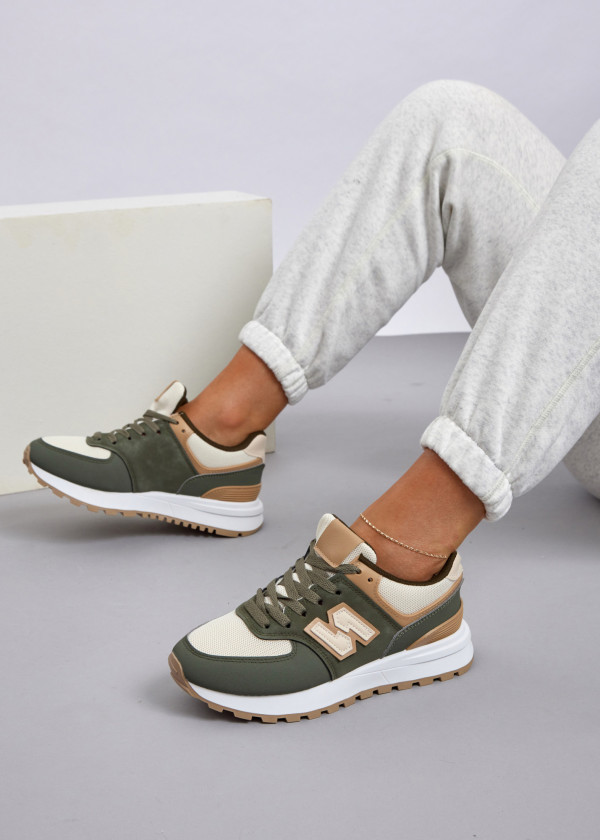 Green retro multi-panel sneaker 2