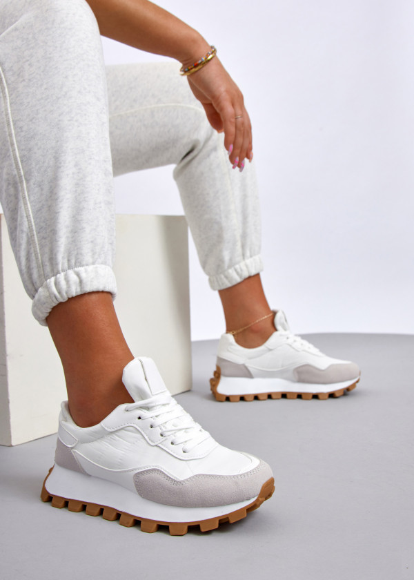 White chunky retro lace up sneaker 1