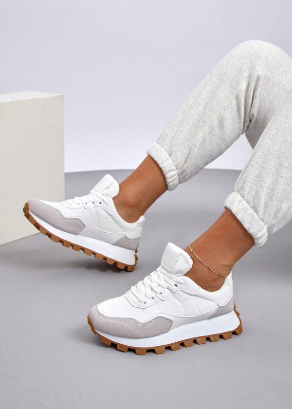 White chunky retro lace up sneaker 2