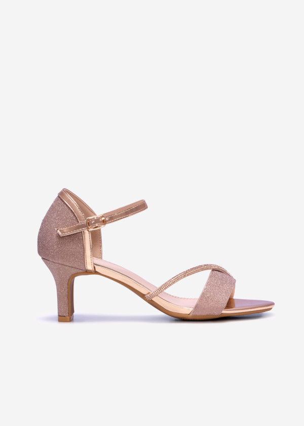 Rose-gold glitter kitten heel sandals 3