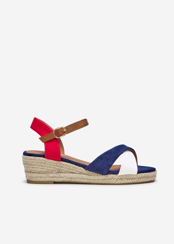 Navy cross strap low wedge espadrille sandal 3