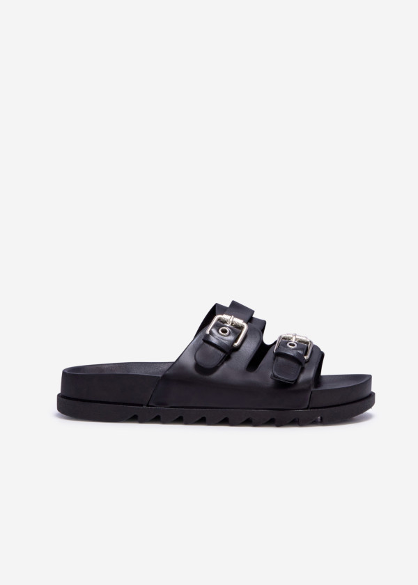 Black biker-strap buckle sliders 3