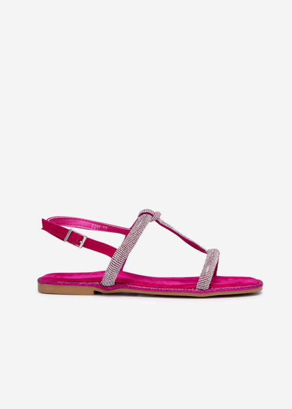 Fuchsia diamante knot detail sandal 3