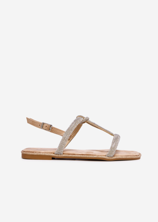 Beige diamante knot detail sandal 3