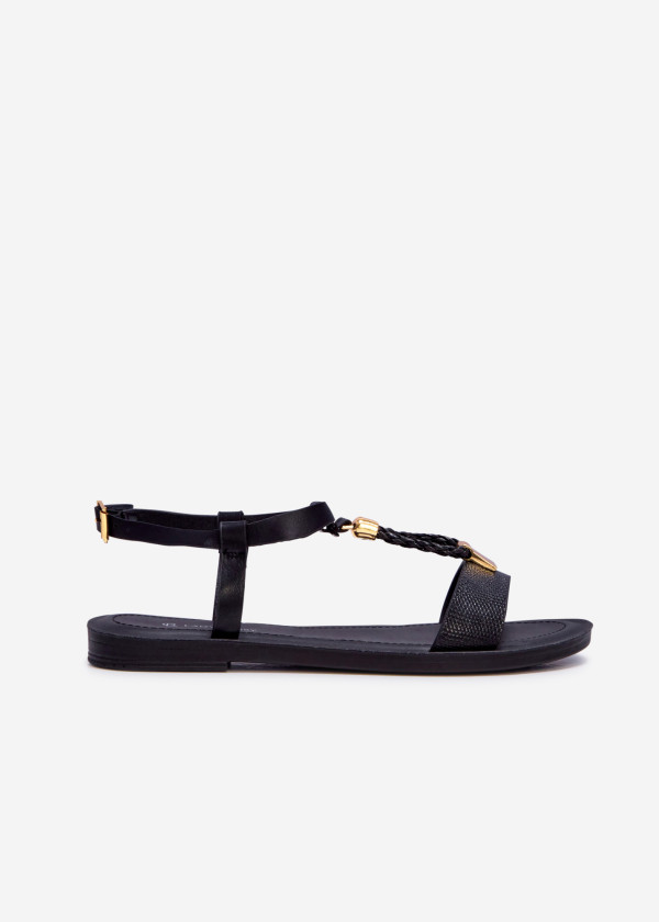 Black flat T-bar rope sandal 3