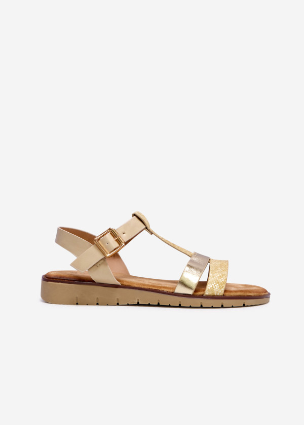 Gold snake-print strappy sandal 3