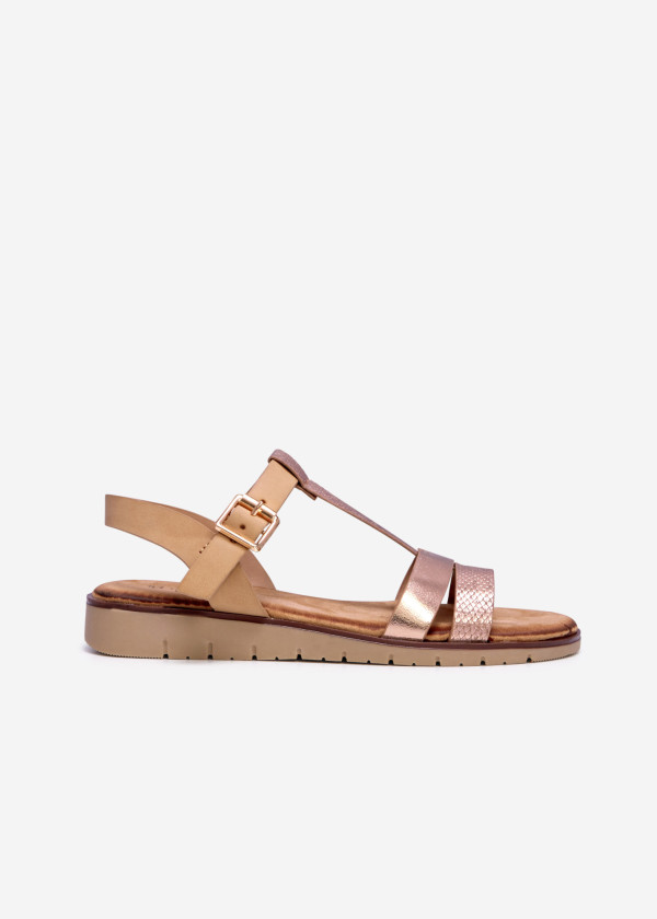 Rose gold snake-print strappy sandal 3