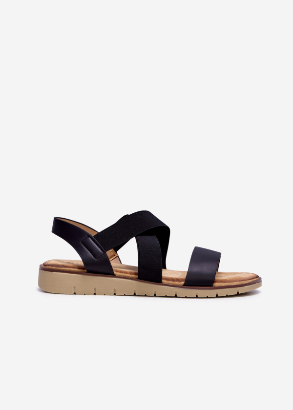 Black elasticated pull-on sandal 3