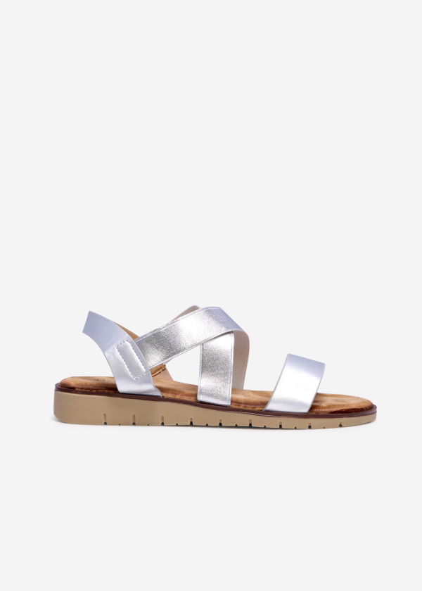 Silver elasticated pull-on sandal 3