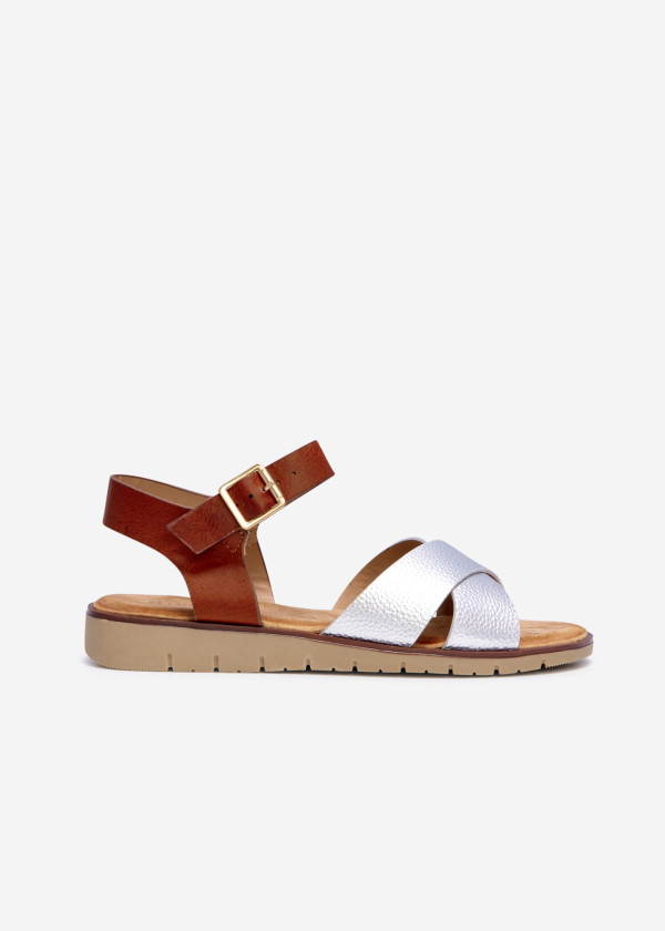 Silver cross-strap detail sandals 3