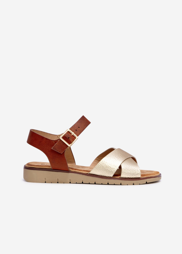 Gold cross-strap detail sandals 3