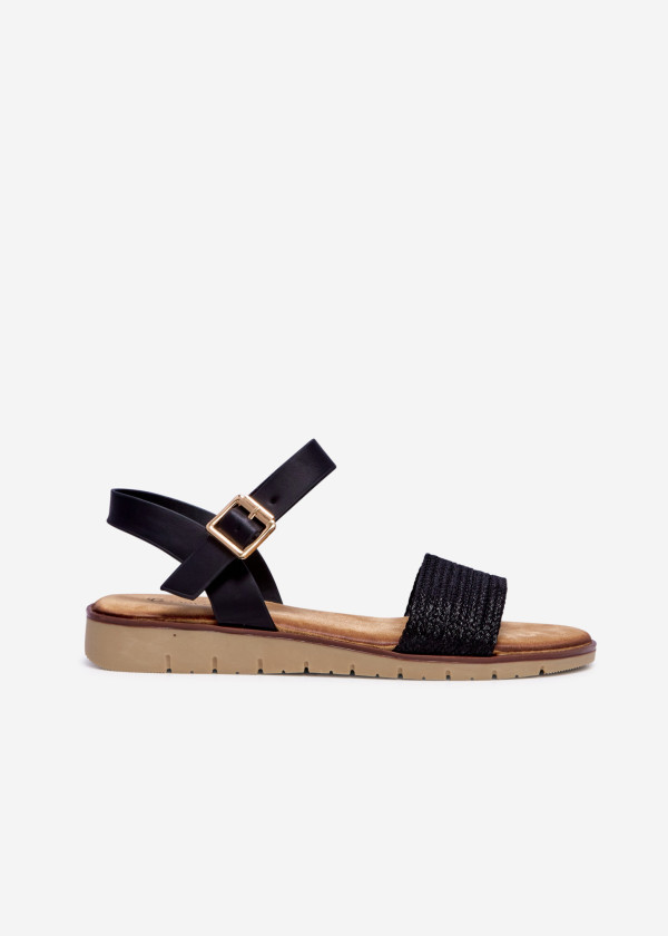 Black woven strap sandal 3