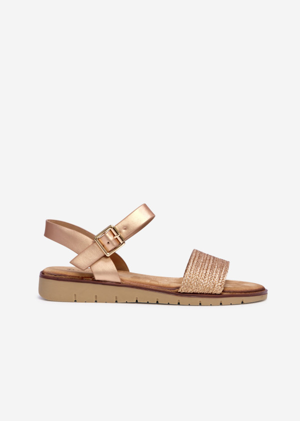 Rose gold woven strap sandal 3