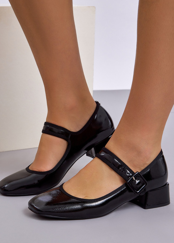 Black patent block-heel Mary-Janes 2