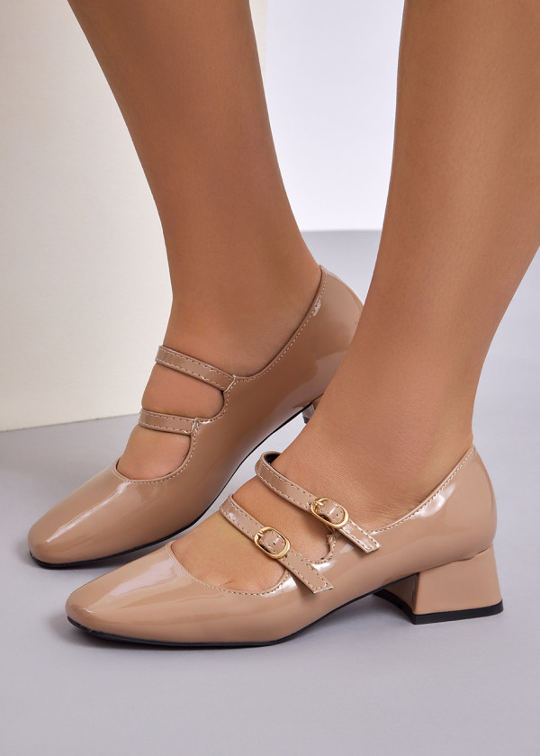 Beige patent double-strap Mary-Janes 1