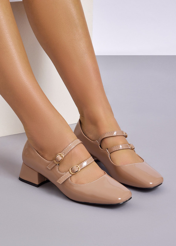 Beige patent double-strap Mary-Janes 2