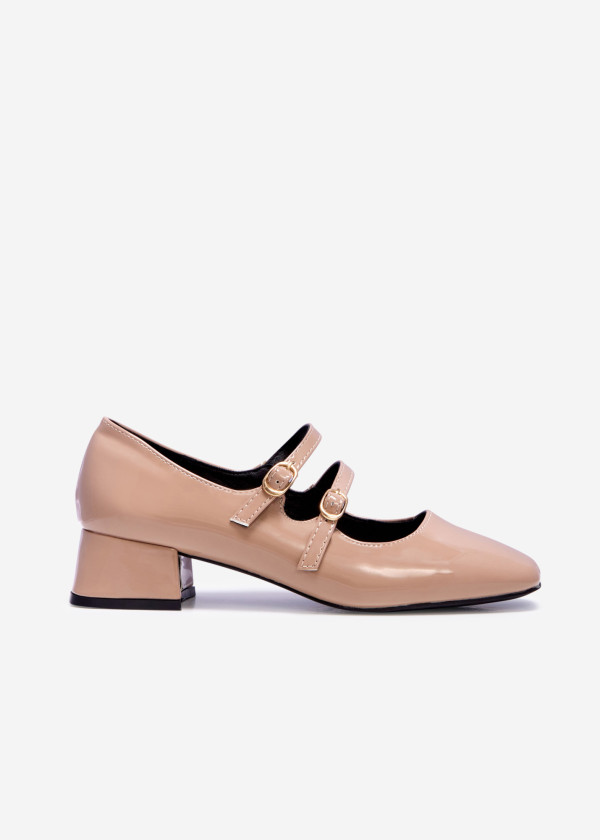 Beige patent double-strap Mary-Janes 3