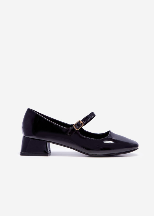 Black block-heeled patent Mary-Janes 3