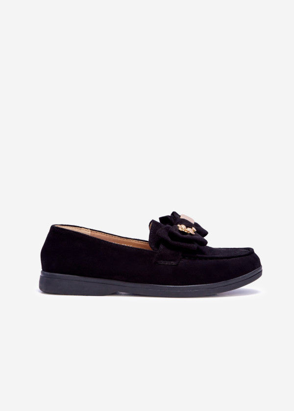 Black teddy safety pin suede loafer 3