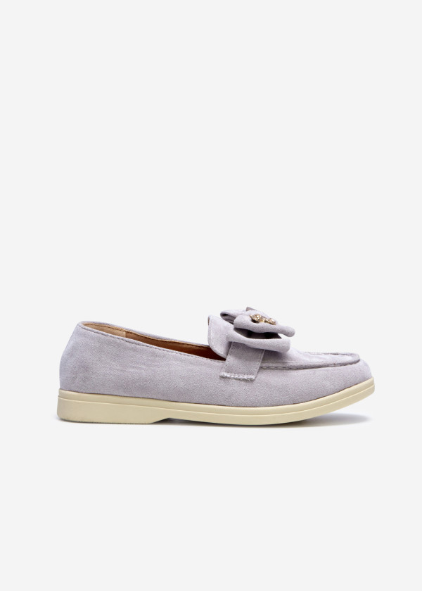 Grey teddy safety pin suede loafer 3