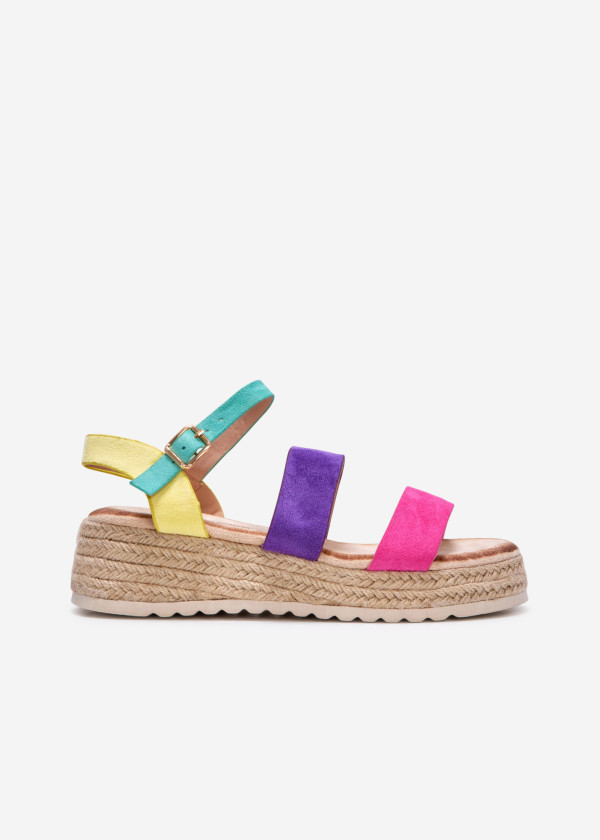 Multicolour tri-strap espadrille wedge sandals 3