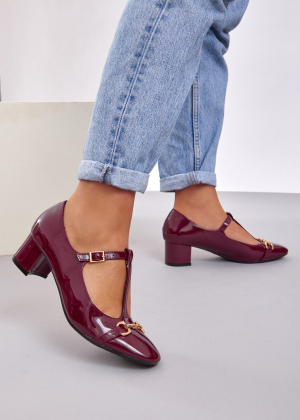 Wine snaffle bar block-heel Mary-Janes