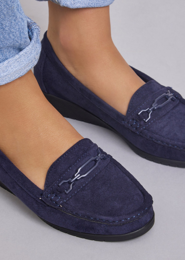 Navy chain-bar low wedge loafer 2