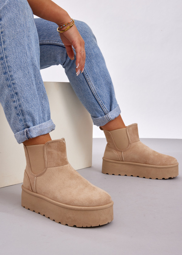 Beige cosy low rise flatform snow boot 2