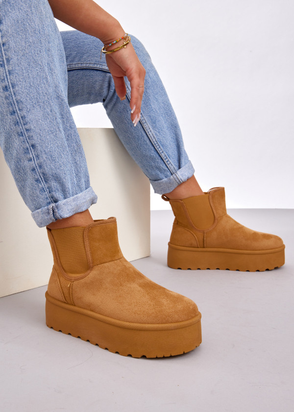 Tan cosy low rise flatform snow boot 2