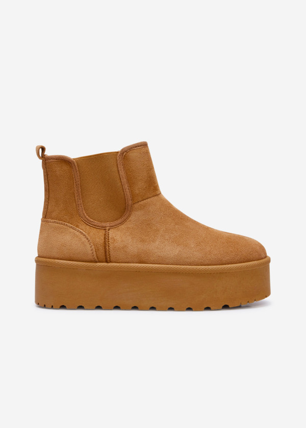 Tan cosy low rise flatform snow boot 3