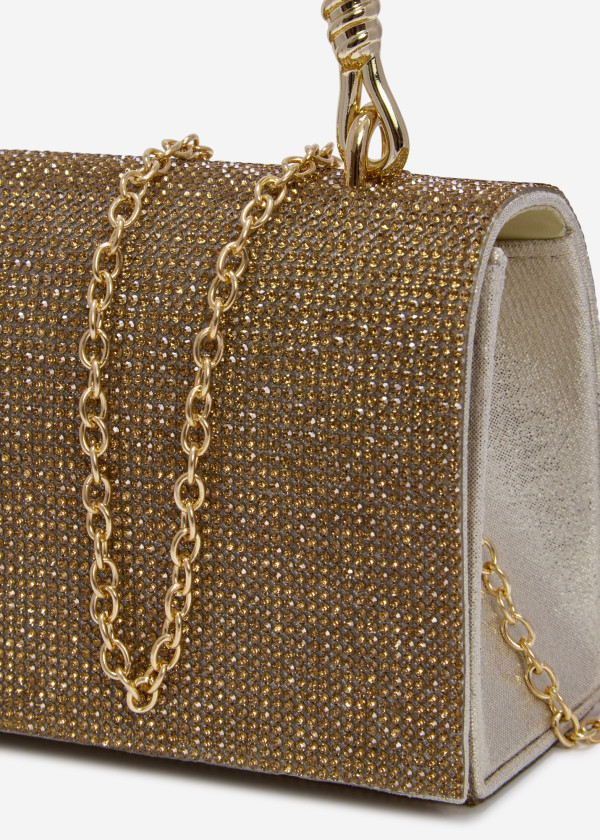 Gold handled diamante mini clutch bag 2