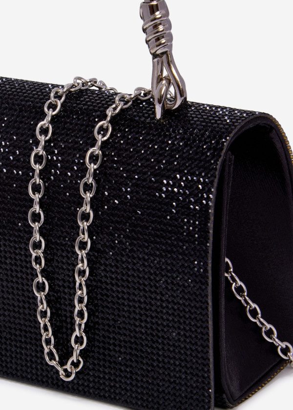 Black handled diamante mini clutch bag 2