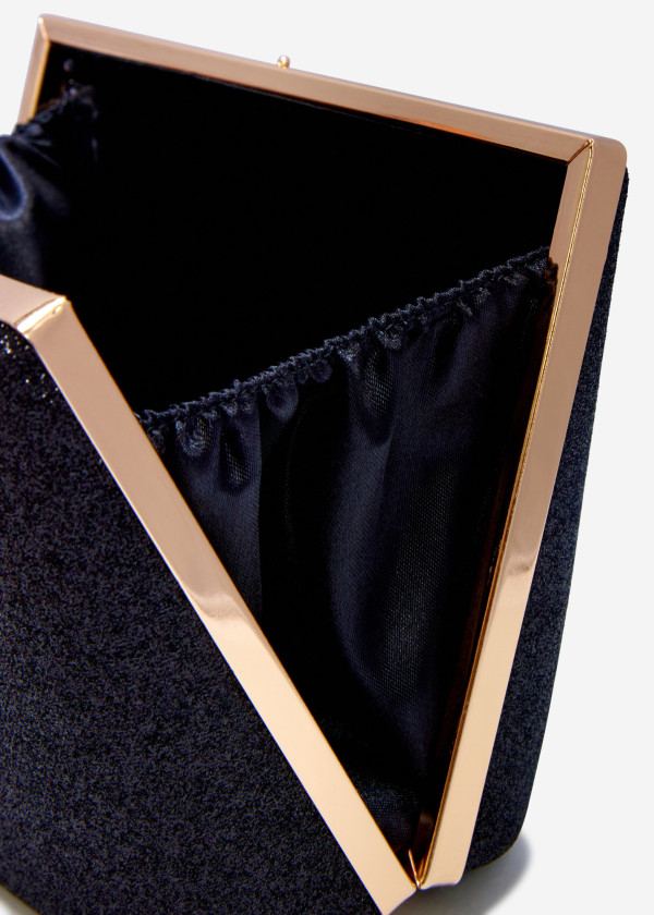 Black handled glitter box clutch bag 3