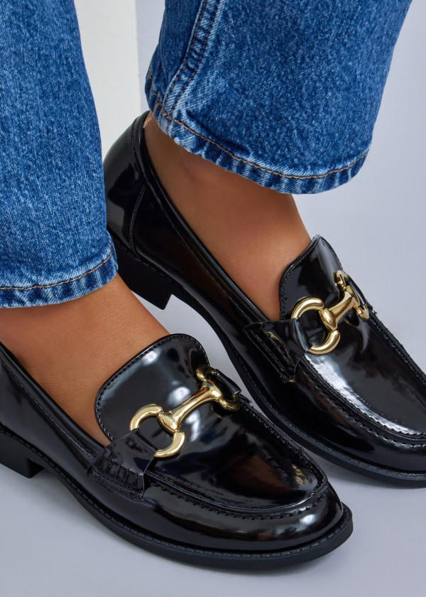 Black patent snaffle trim loafer 1