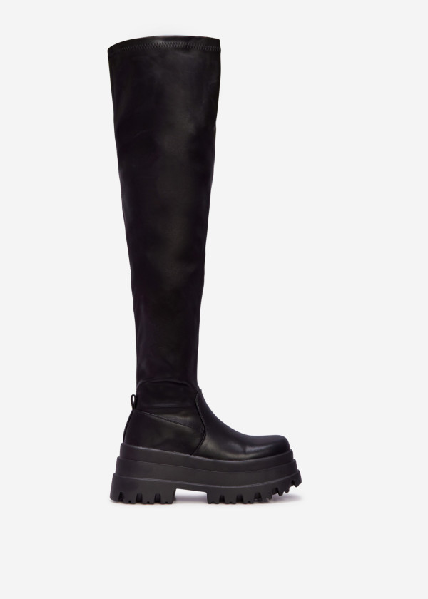 Black chunky flatform over the knee boots 3