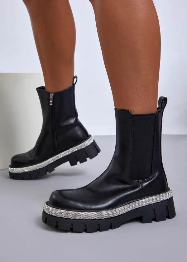 Black chelsea boot with diamante-trimmed sole 4