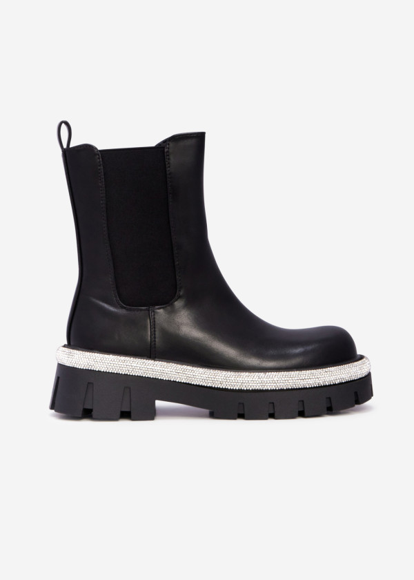 Black chelsea boot with diamante-trimmed sole 3