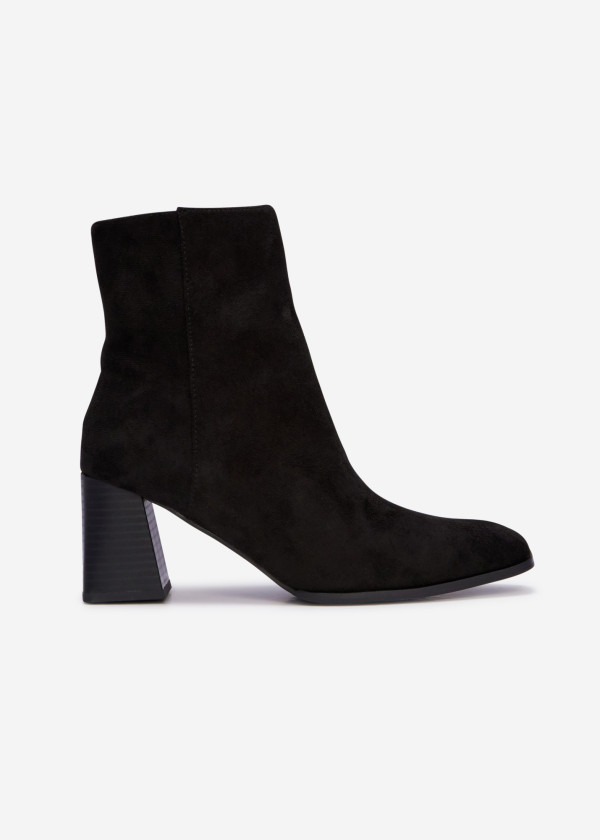 Black suede block heeled ankle boots 3