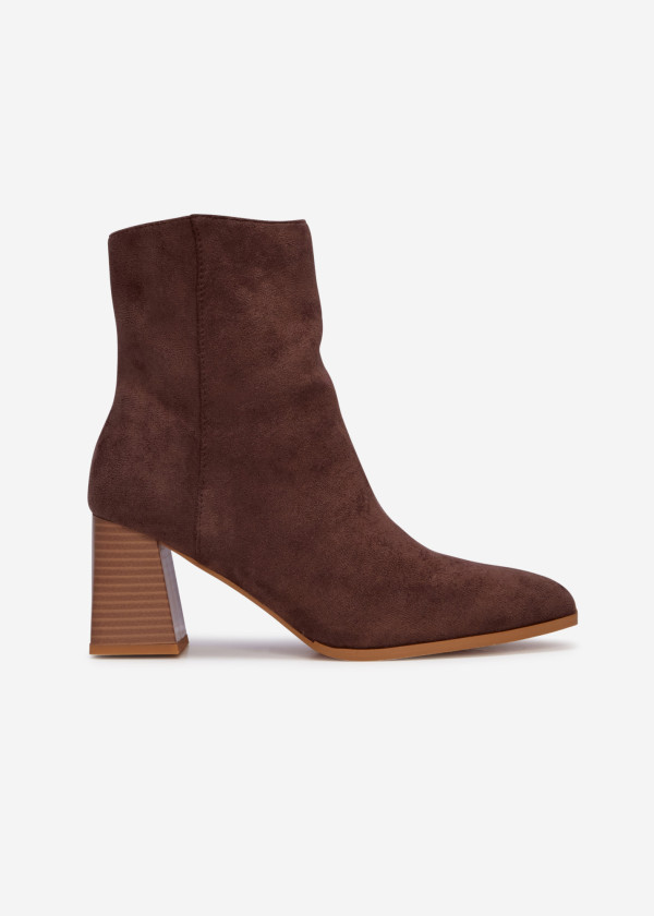 Brown suede block heel ankled boots 3