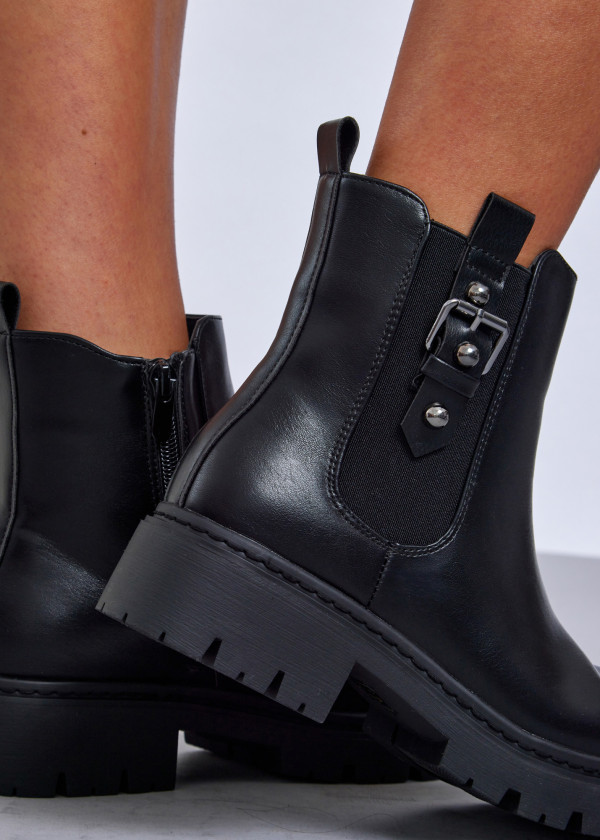 Black chelsea boots with buckle accent 3