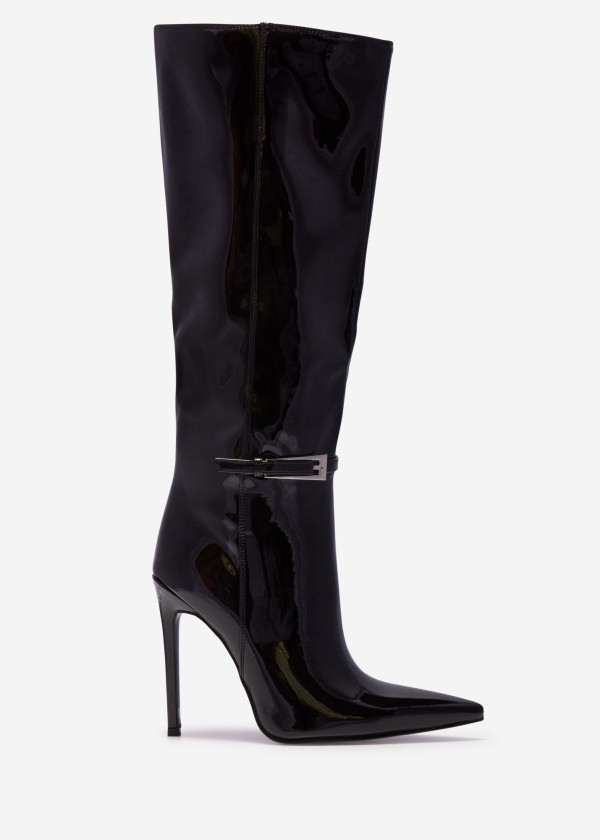 Black patent knee-high stiletto boots 3