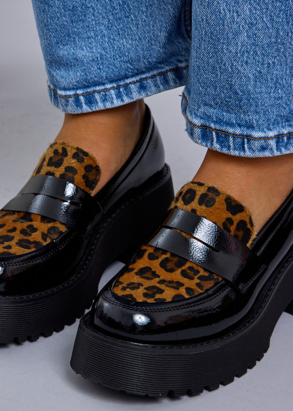 Leopard chunky patent loafer 1