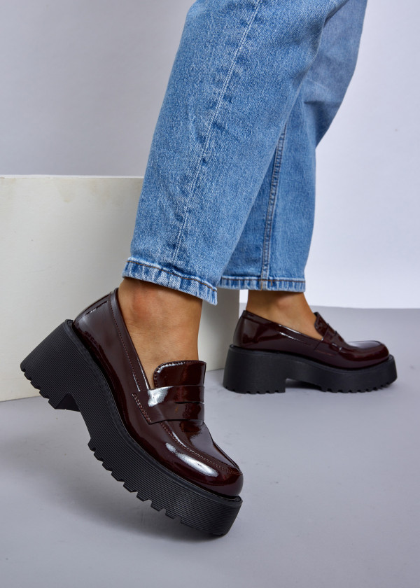 Wine chunky patent penny loafer 2