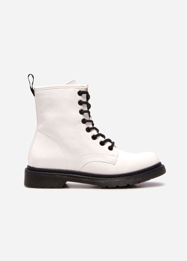 White patent lace up ankle boots 3