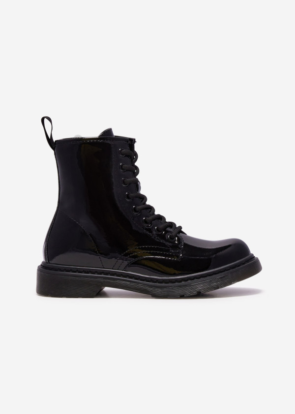 Black patent lace up ankle boots 3