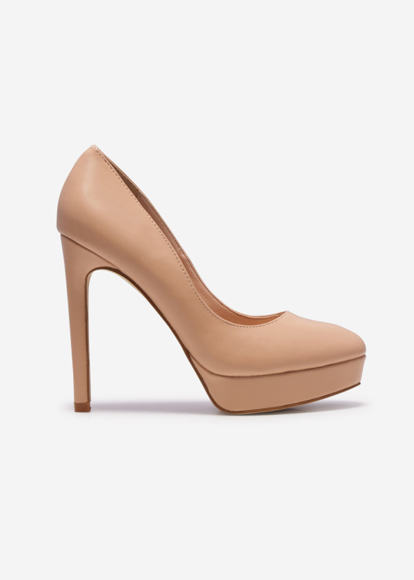 Nude platform closed-toe stiletto pumps 3