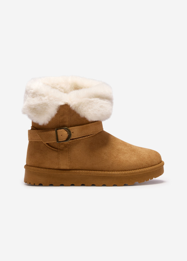 Tan Faux Shearling Lined Winter Boots 3