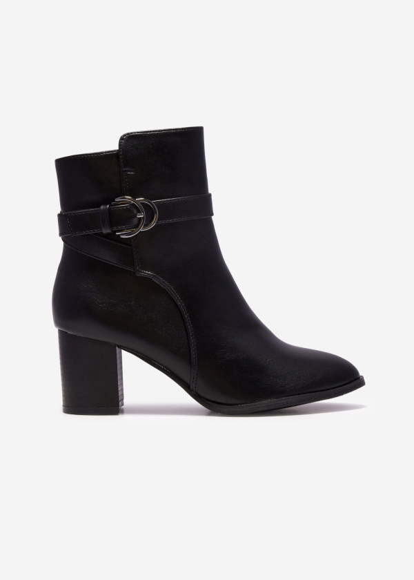 Black Ankle Boots with Gold Buckle Detail 3