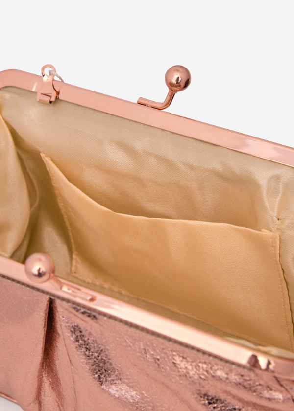 Rose gold Satin Clutch with Rhinestone Detailing 3