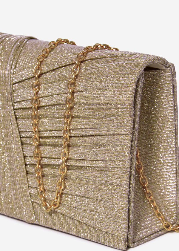 Gold Pleated Evening Clutch 1